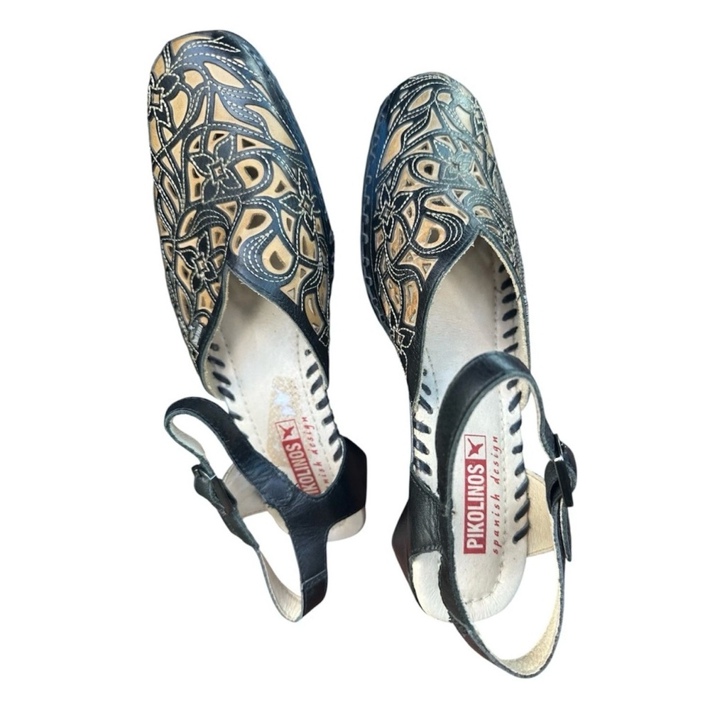 Pikolinos Jerez Black & Tan Perforated Leather Shoes EU 38 - Picture 5 of 5